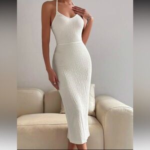Backless Cream Midi Dress